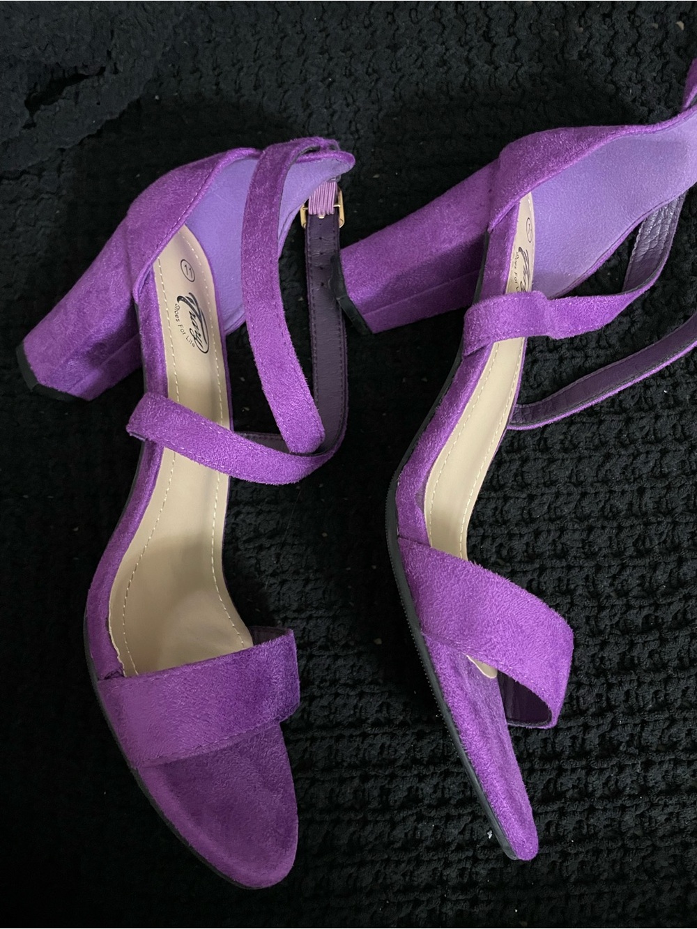 Trary Purple Suede Crisscross Ankle Strap Heels - Picture 9 of 9